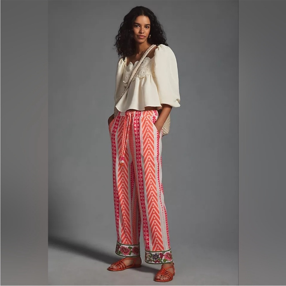 Farm Rio Pink/Orange Geometric Pants, NWT, Large